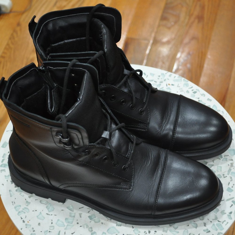 ALDO Black Combat Boots [Nigoniel] - Size 13/14 (Waterproof, Zipper on side)
